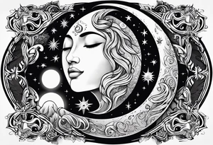 Moon and sun tattoo idea