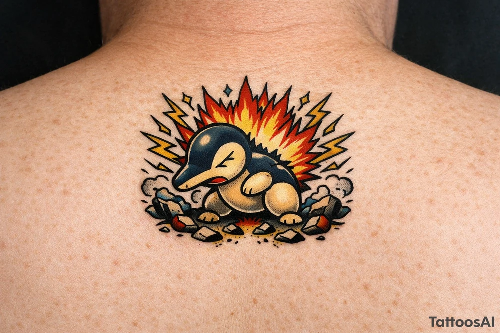 Cindaquill powering up so he can destroy the manipulation that is awaiting him . tattoo idea