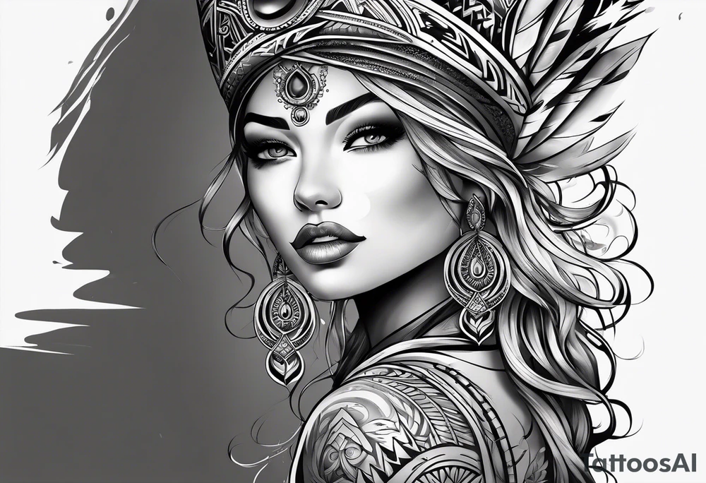 Water flowing tribal designed tattoo tattoo idea