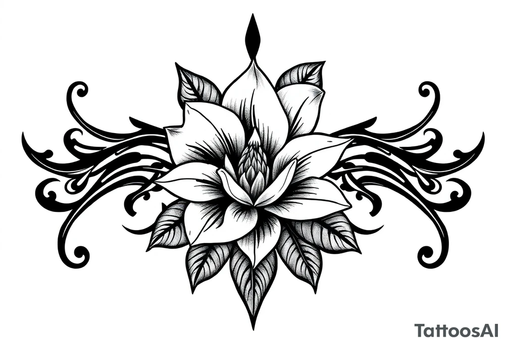 State or louisiana with magnolia flower in tooled leather tattoo idea