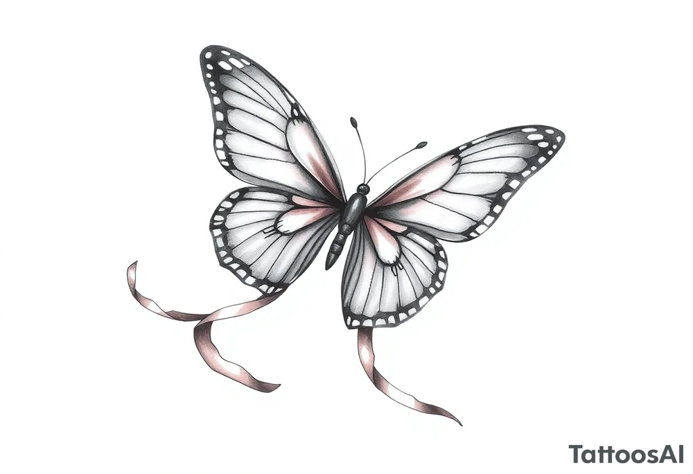 ethereal butterfly with flowing silk ribbons in moonlight tattoo idea