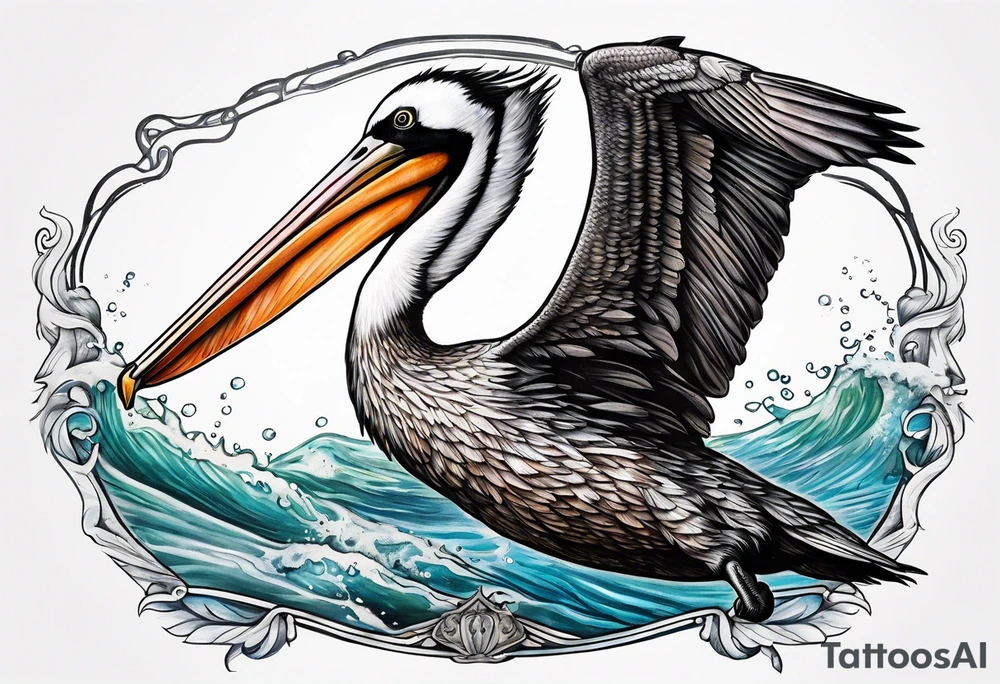 dive pelican tattoo idea