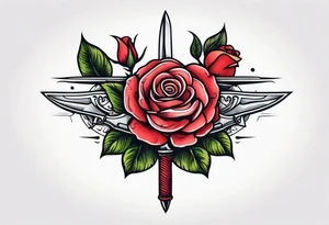 Messer mit Stacheldraht und Rose tattoo idea