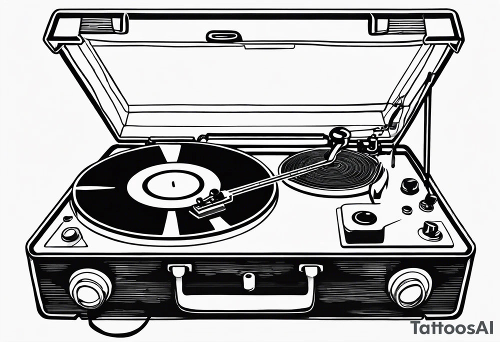 Recordplayer finline art minimalistic oneline throwup tattoo idea