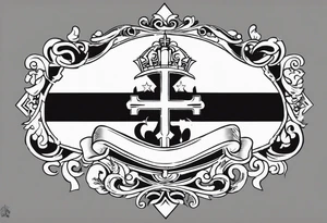 create a haitian flag theme tattoo that goes over a black mans left chest. Have it embody christian faith, salsa dancing, real estate, stoicism, and public speaking tattoo idea
