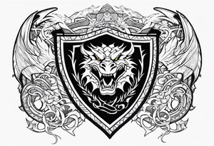 Valhalla sword shield dragon 
stairs tattoo idea