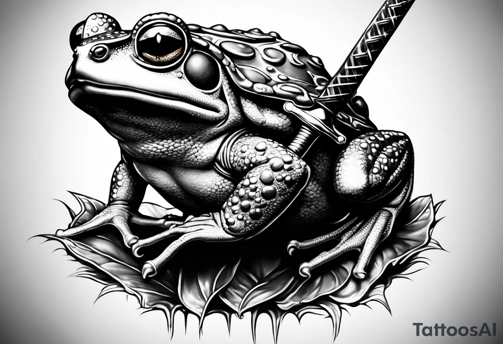 toad with sword; sword s¡is pointing down as if the toad was standing tattoo idea