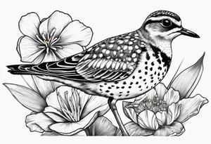 Pacific golden plover with Hawaiian flowers tattoo idea