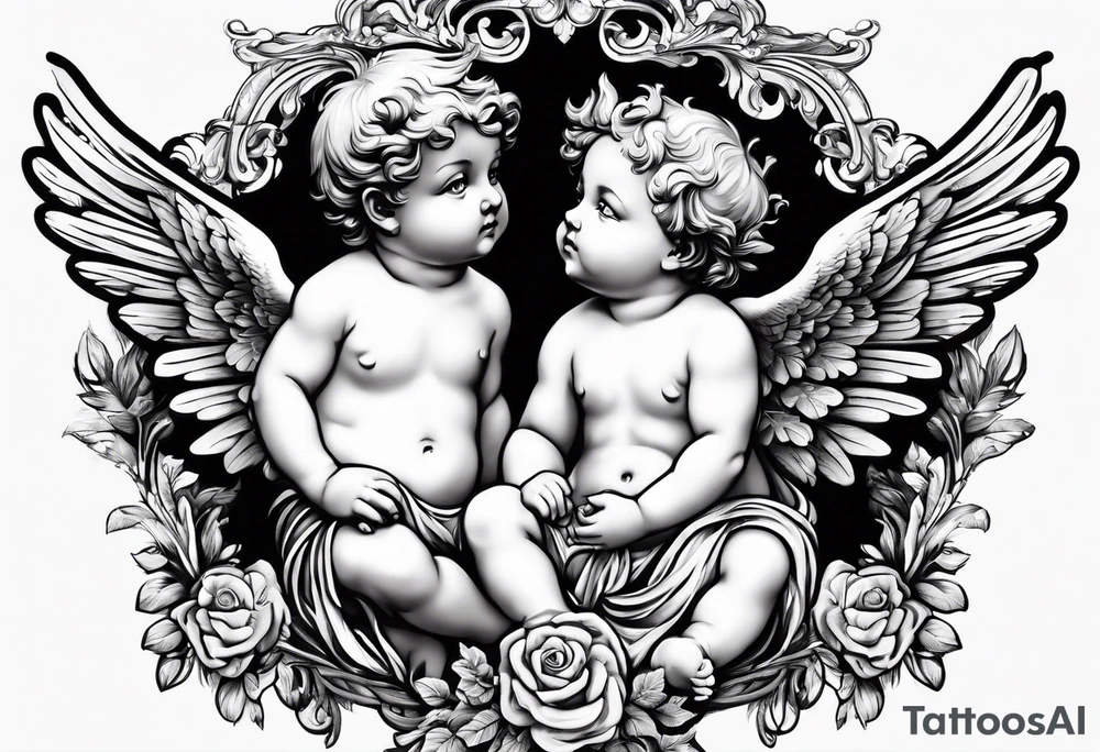 putti with wings tattoo idea