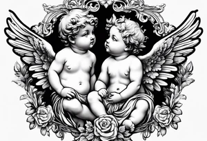 putti with wings tattoo idea
