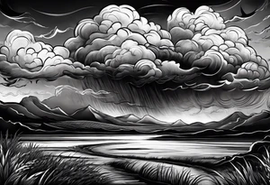 Heavy dark storm clouds tattoo idea