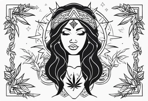 Black Goddess of marijuana tattoo idea