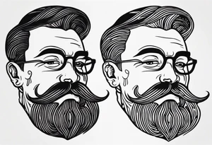 traditional tattoo art of man with mustash tattoo idea