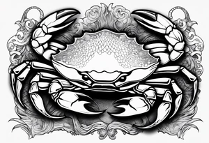 A blue crab claw and scallop seashell tattoo idea