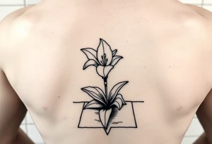 bathroom floor with lily coming up out of tile floor tattoo idea