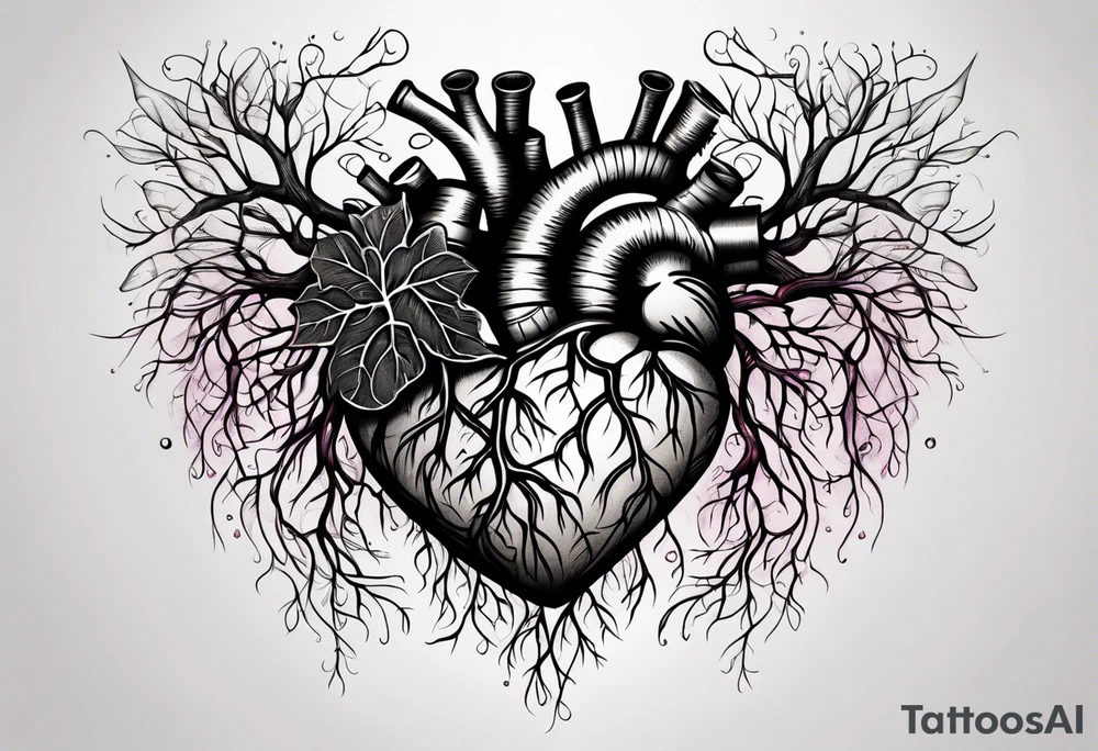 Heart with roots tattoo idea