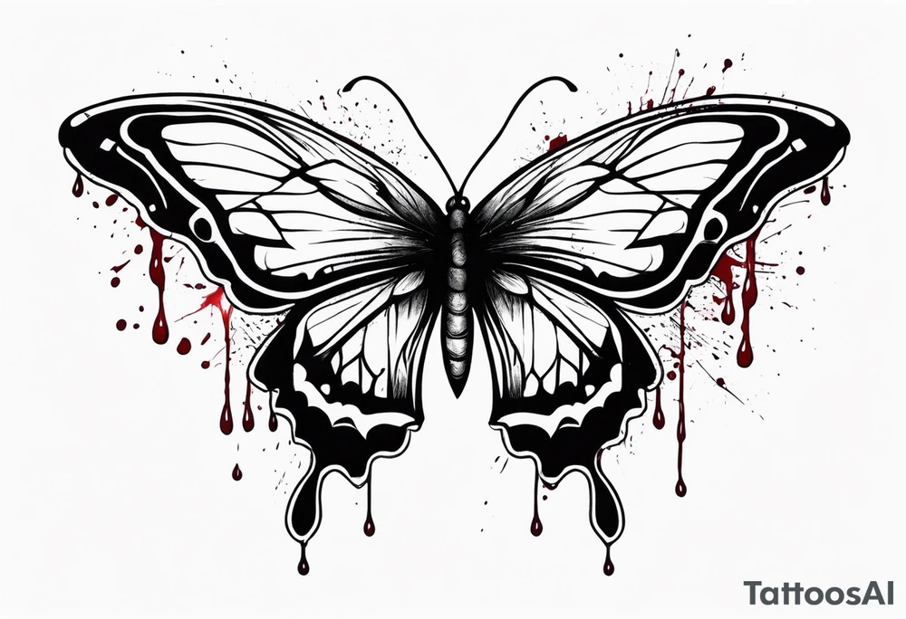 dead butterfly spreading wings and dripped in blood tattoo idea
