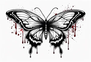 dead butterfly spreading wings and dripped in blood tattoo idea