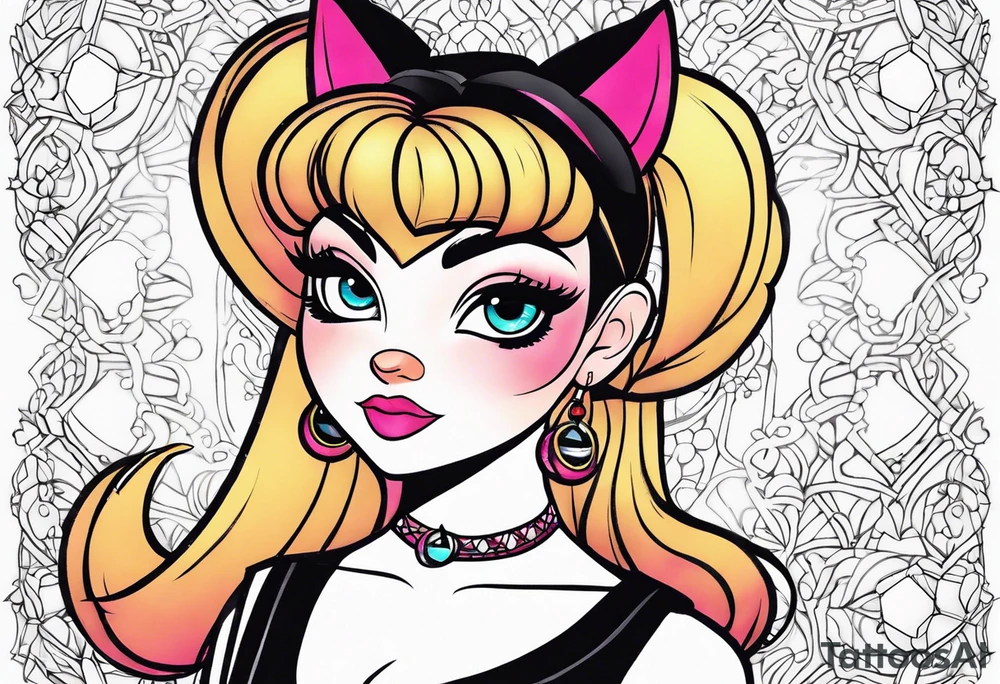 powerpuff girl vücudunda kedi tattoo idea