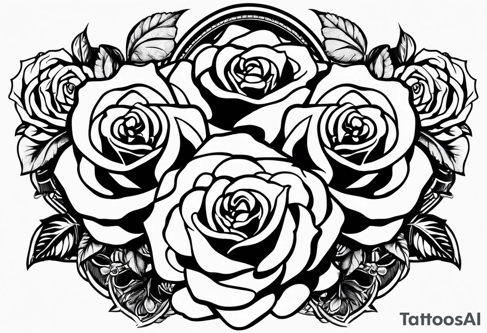 4 roses with a banner tattoo idea