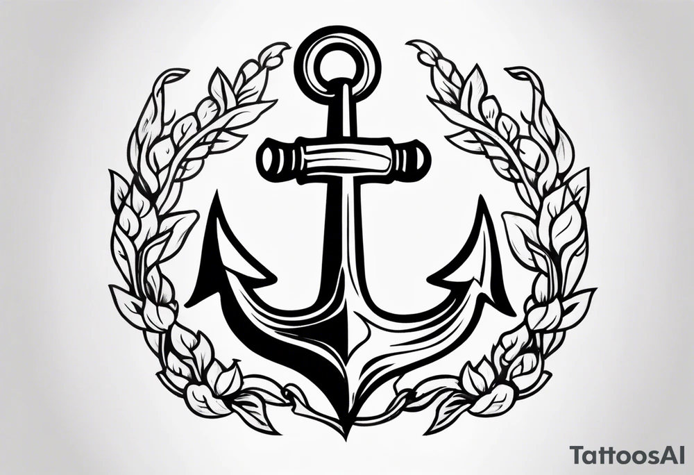 simple anchor and trident tattoo idea