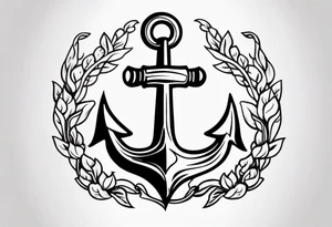 simple anchor and trident tattoo idea