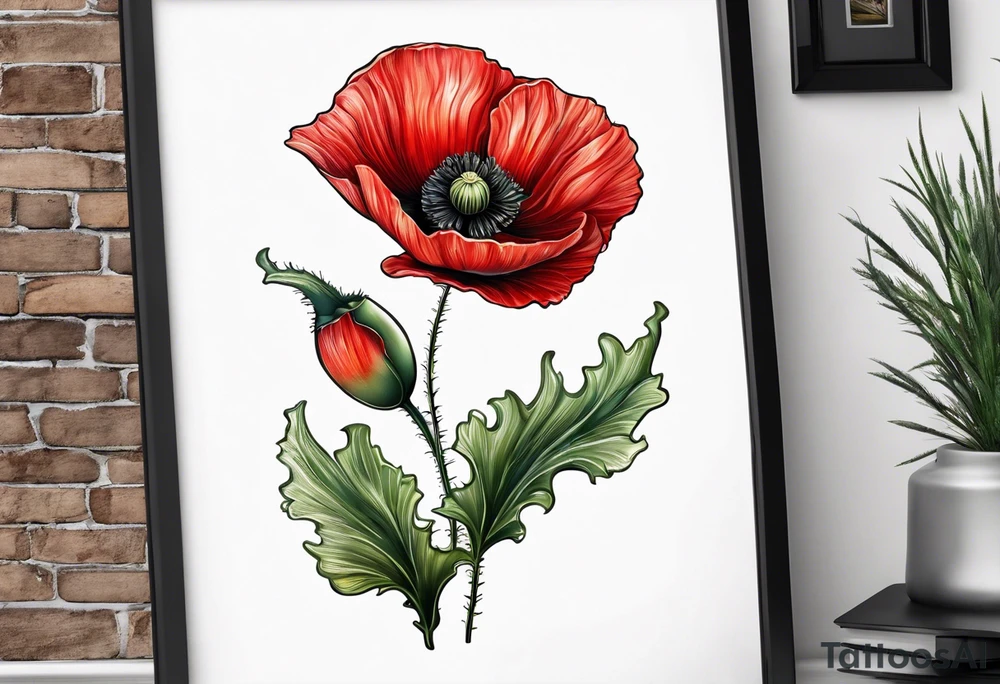 Red poppy flower tattoo idea
