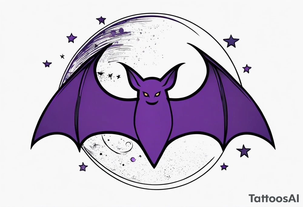 Purple bats and moon tattoo idea