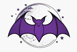 Purple bats and moon tattoo idea