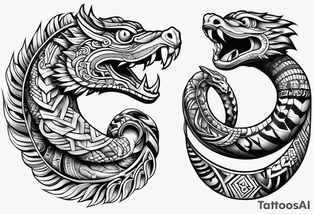 aztec snake sleeve tattoo idea