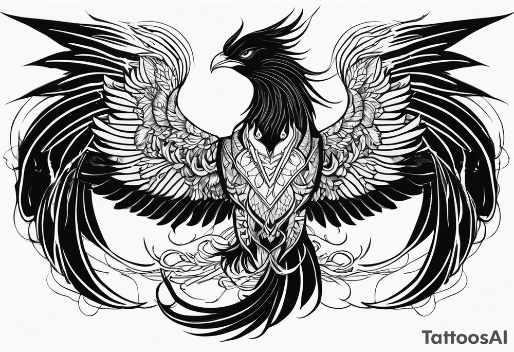 Heavy metal phoenix being reborn tattoo idea