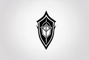 a spear pointing down with a shield in front of it tattoo idea