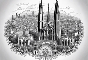 City of Barcelona leg sleeve tattoo idea