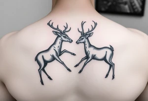 Two deer fighting not kissing  with in a low down stance tattoo idea
