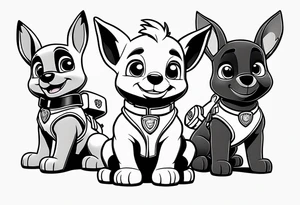 stitch sitting with paw patrol tattoo idea