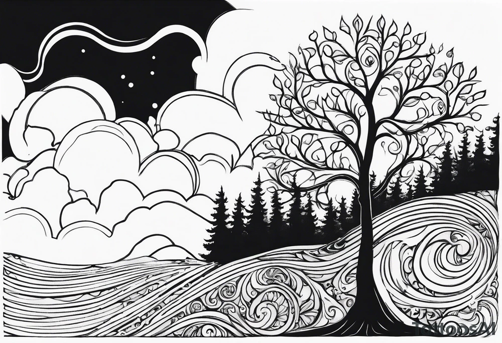 Baum mit langen Wurzeln tattoo idea