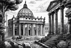 ancient ruins of Rome tattoo idea