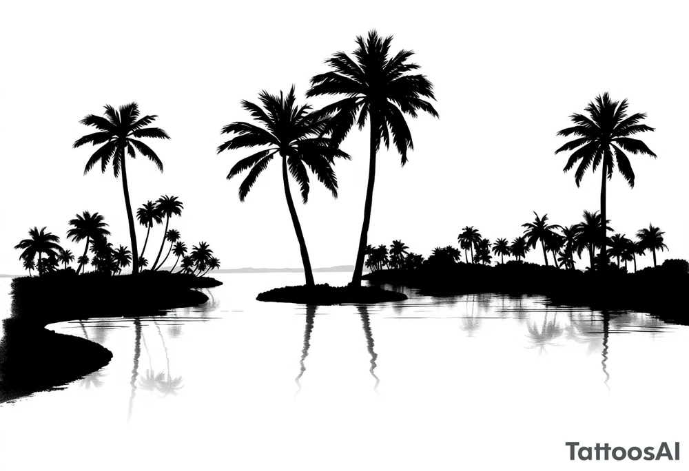 Palm trees, silhouette,  florida, water backround tattoo idea