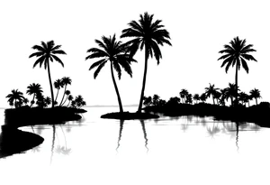 Palm trees, silhouette,  florida, water backround tattoo idea