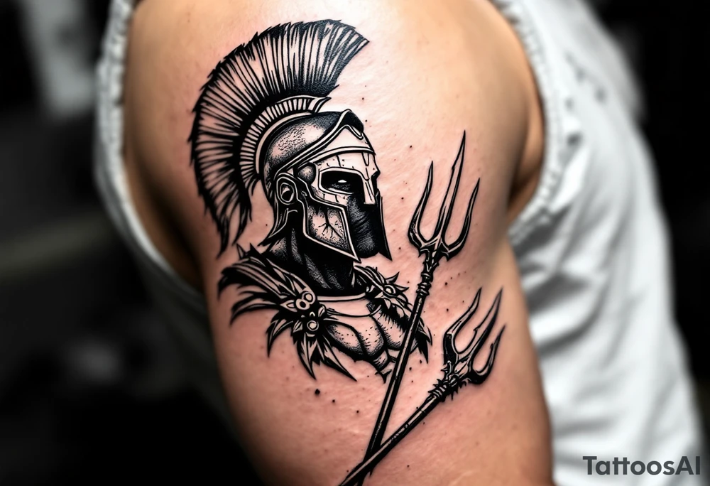 spartan with trident tattoo idea