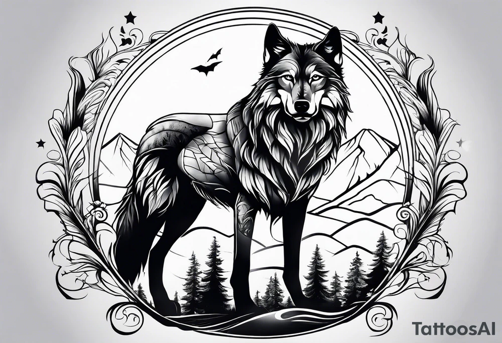 Magic wolf tattoo. tattoo idea