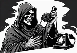 Grim reaper talking on a old school telephone tattoo idea
