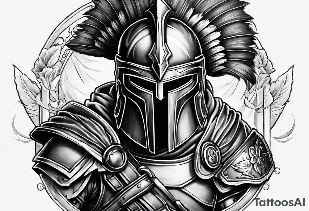 Spartan soldier looking strong in the middle of fighting tattoo idea