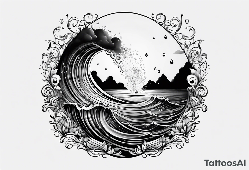 water drop falling into ocean tattoo idea