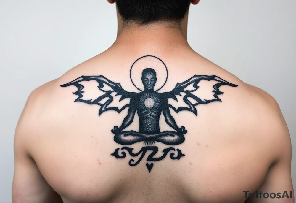 calm in the storm, equanimity, meditative silhouette tattoo idea