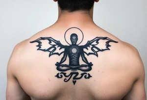 calm in the storm, equanimity, meditative silhouette tattoo idea