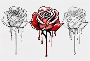 rose flower, one line, red blood dripping from the flower, tall, watercolor, with a T placed in the bottom half tattoo idea