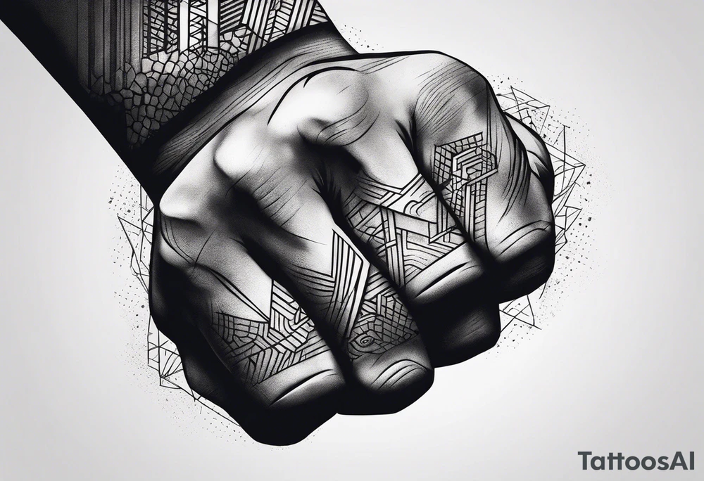 A clenched fist on the back using negative space techniques tattoo idea A clenched fist on the back using negative space techniques tattoo idea