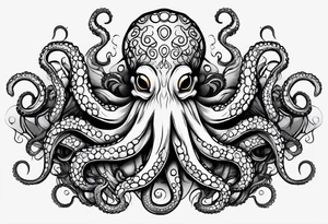 large and long octopus with multiple tentacles and suckers  that would be designed to drape around an arm tattoo idea