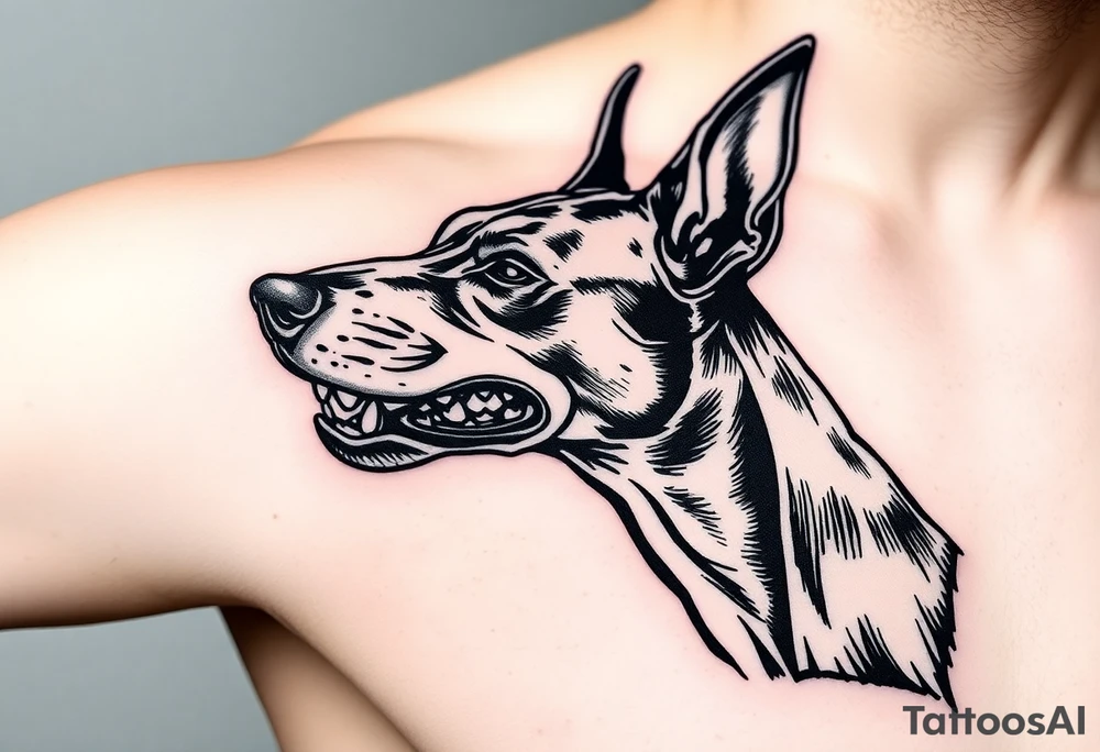 Angry doberman tattoo idea